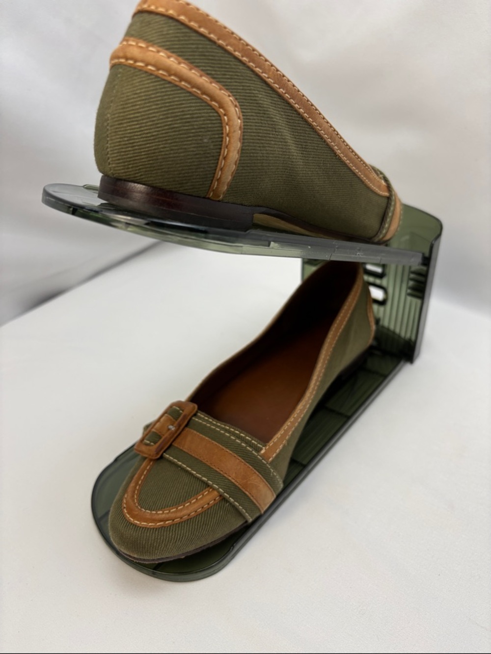 Talbots Women’s Sz6 Olive and Brown Buckle Loafers #0303 - Picture 9 of 13